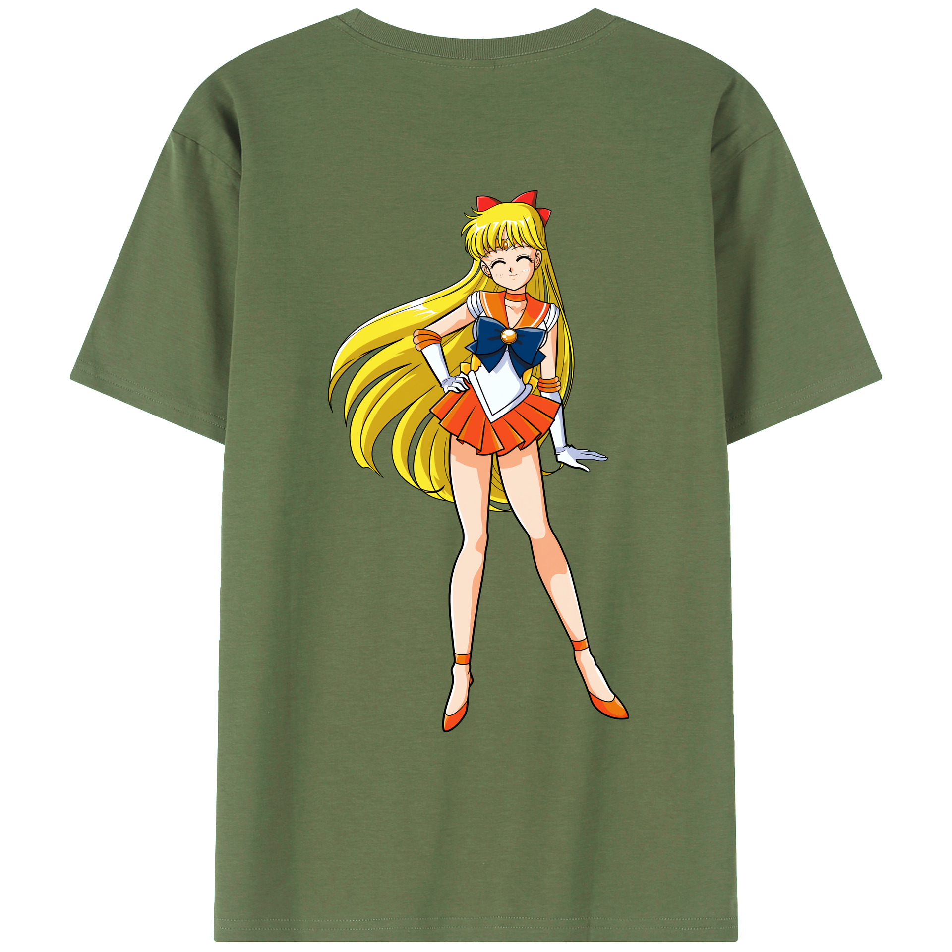 （画像用） 美少女戦士セーラームーン 愛野 美奈子 あいの みなこ Sailor Moon Aino Minako 綿100％ メンズ半袖Tシャツ（バックプリント） 通気性